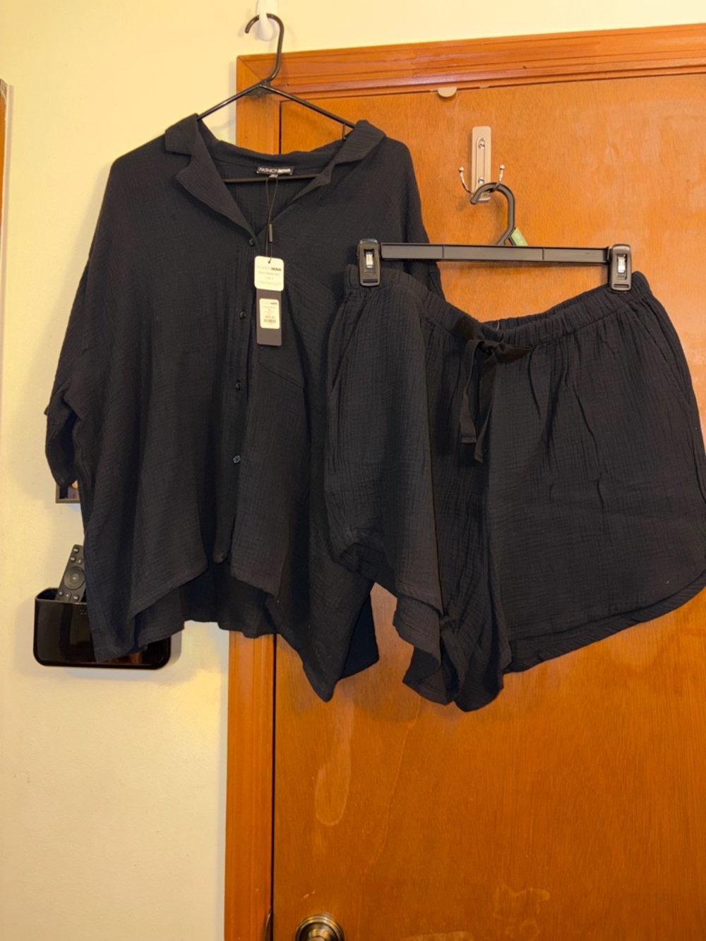 Fashion Nova Black Lightweight Drawstring Shorts